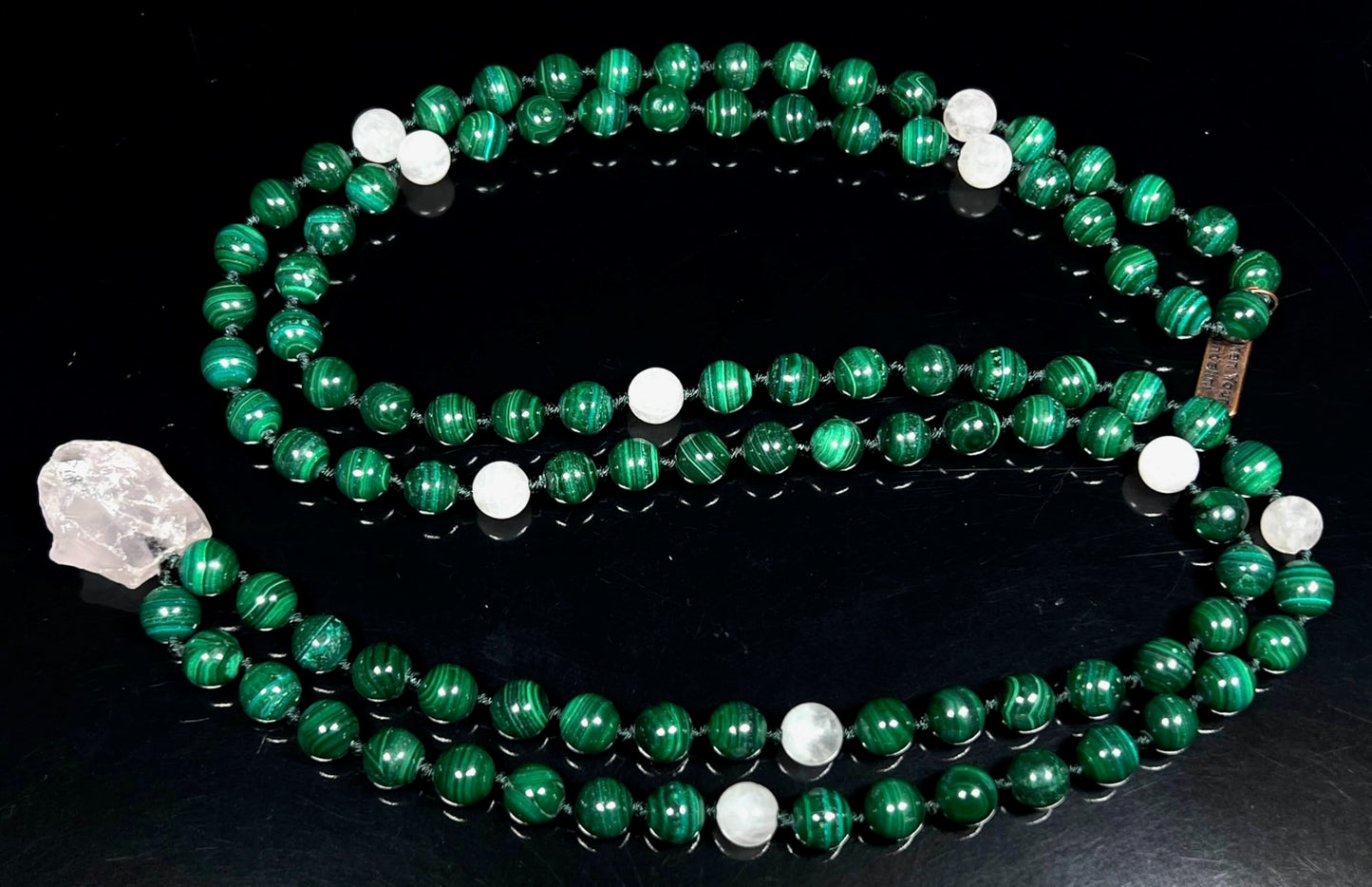 Malachite, Rose Quartz & Selenite Mala Necklace | GAIA Collection