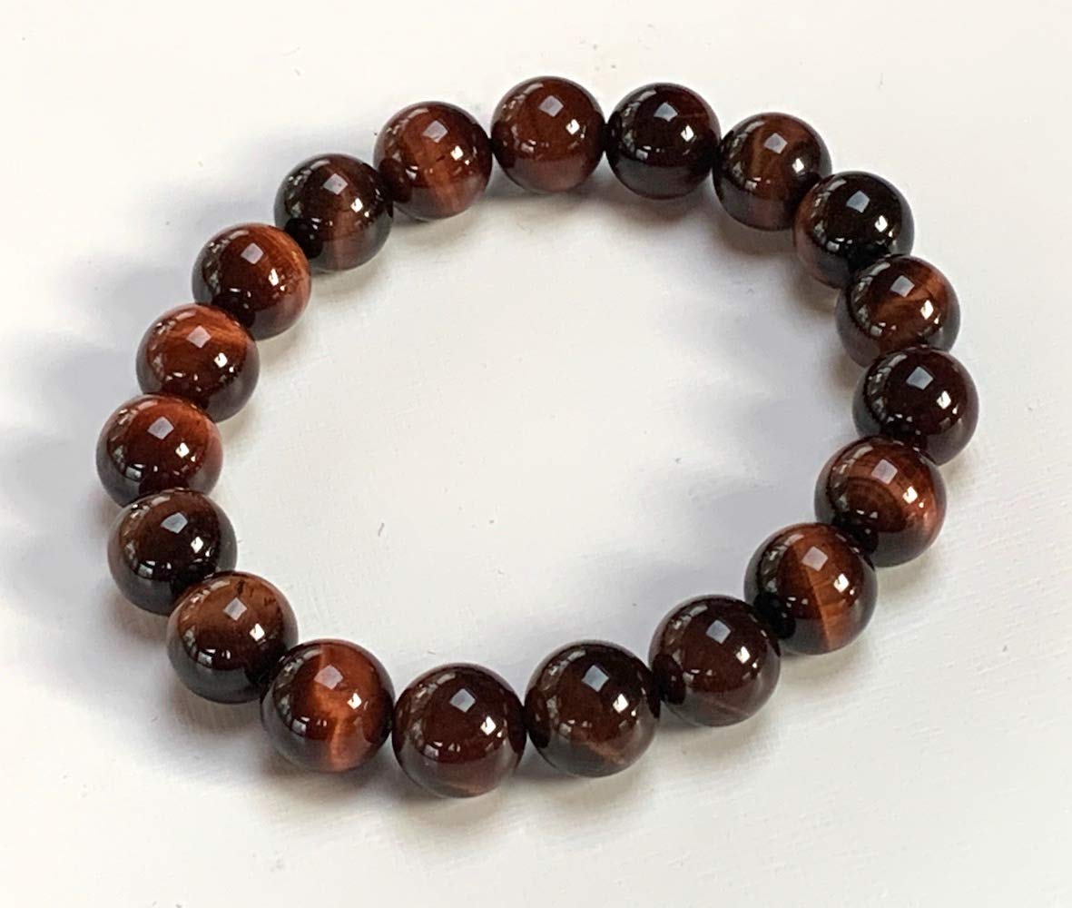 AWAKEN YOUR KUNDALINI Red Tiger's Eye Stretch Bracelet, 10mm Beads, Gemini Birthstone, Root Chakra