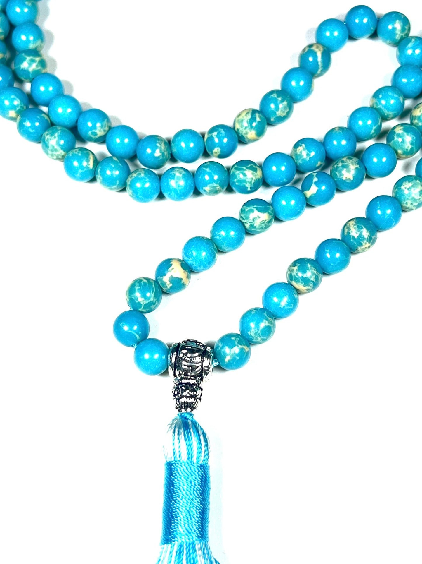 Sea Sediment Jasper Mala Beads Necklace