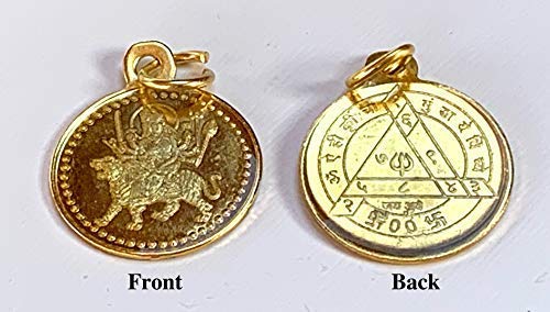 Durga Bisa Beesa Yantra Pendant - Astadhatu & Golden Finish - Power, Protection, Fame