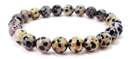 Dalmatian Jasper Stretch Bracelet - Aries Birthstone Bracelet - Root Chakra Bracelet