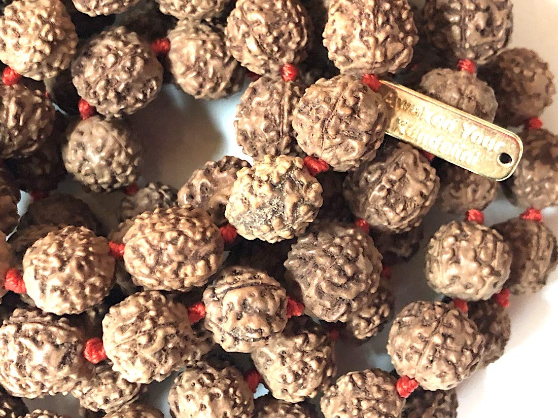 AWAKEN YOUR KUNDALINI Hand-Knotted 5 Mukhi Rudraksha Mala (10mm) - Wisdom & Inner Peace - Crown Chakra Alignment, Capricorn Sun Sign
