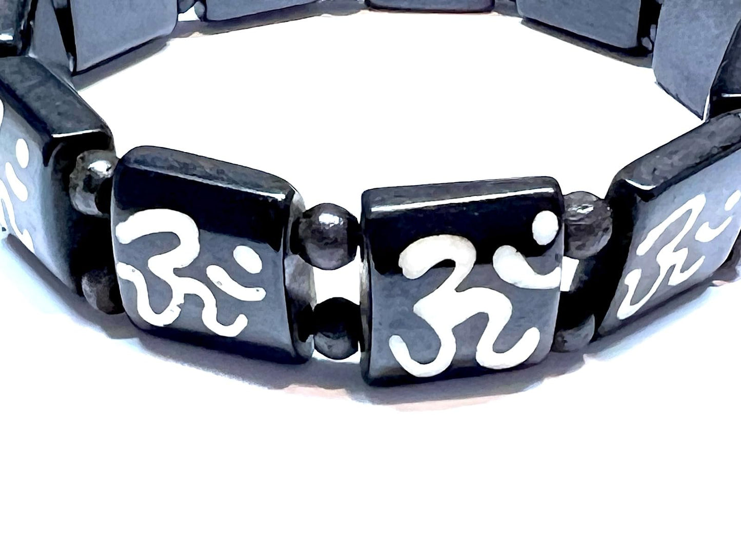 Tibetan Yak Bone Om Healing Bracelet - Chakra Alignment & Balancing (Style-6 Wrist size 6.5"-7"; Bead size 14 mm)