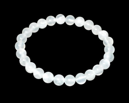 Cleanse & Uplift: Selenite Stretch Bracelet (8mm Beads) - Taurus & Gemini Birthstone & Crown Chakra Harmony