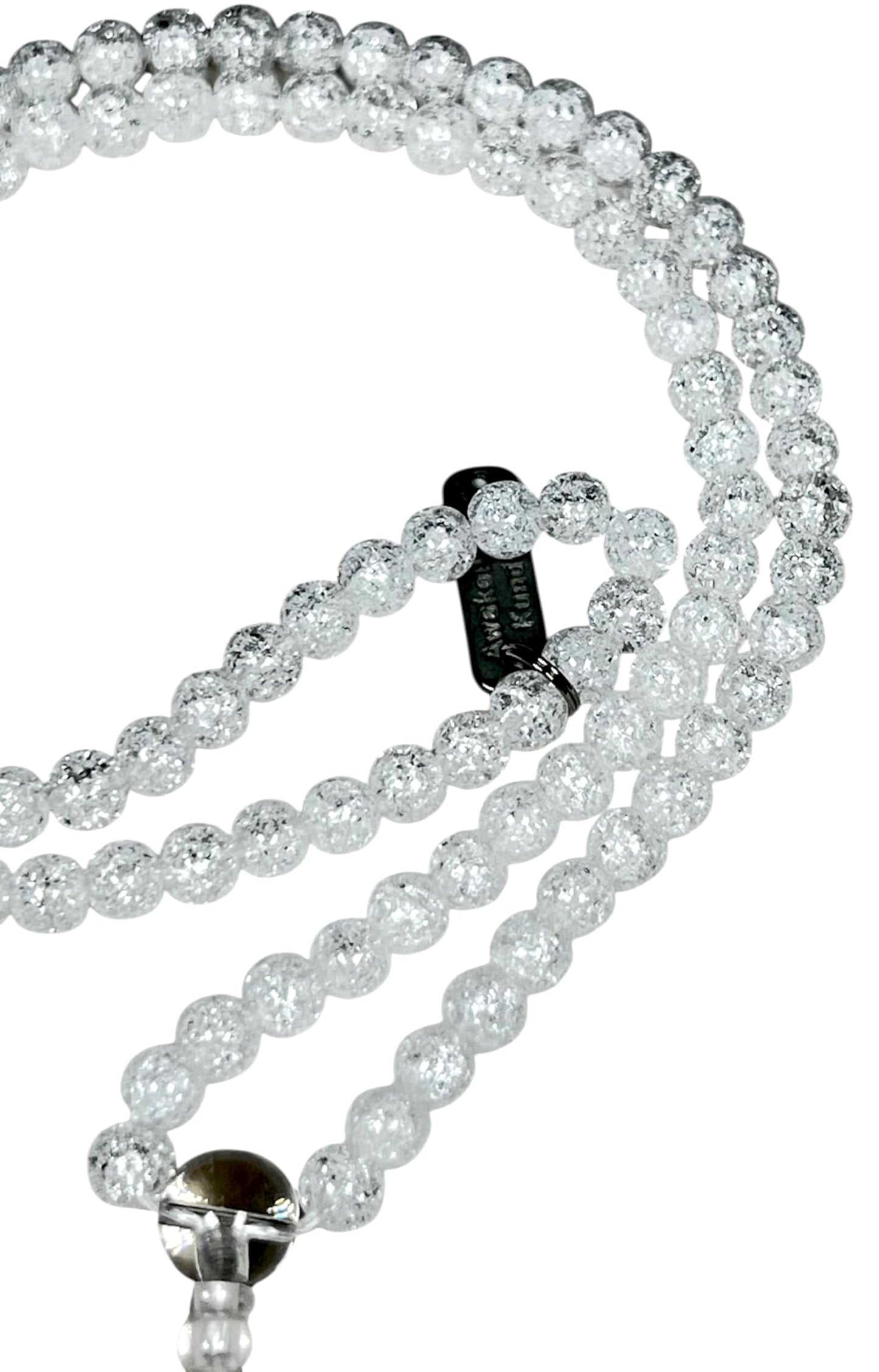 Handmade Crackle Crystal Quartz Mala Necklace – 6mm & 8mm | 108 Beads | Crown Chakra & April Birthstone | Ethically Sourced