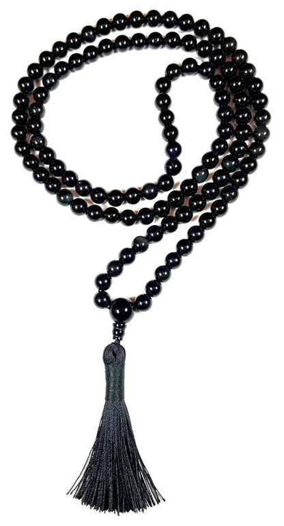Handmade Rainbow Obsidian Mala Beads Necklace | 8mm 108 Beads | Spiritual Jewelry | Birthstone & Root Chakra Energy