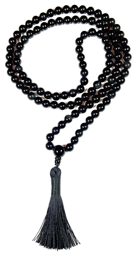Rainbow Obsidian Mala Beads Necklace | Root Chakra Energy | CHAAYA Collection