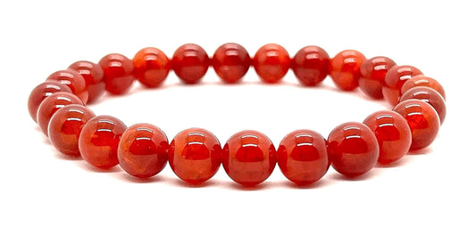 Handmade Dragon Vein Fire Agate Stretch Bracelet, 8mm Beads, 7.5 Inches - Gemini Birthstone, Sagittarius & Aries Gemstone, Root Chakra
