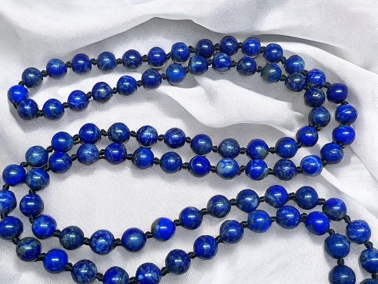 Hand-Knotted Lapis Lazuli Mala Beads Necklace – Sagittarius Birthstone for November & December - Third Eye Chakra