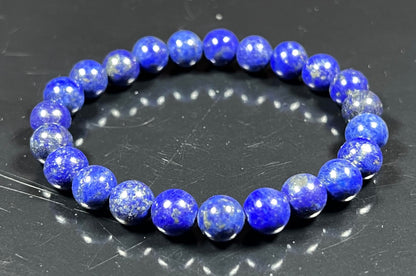 Blue Lapis Lazuli Stretch Bracelet - Throat Chakra Activation - Embrace Your Voice - 8mm Bead size