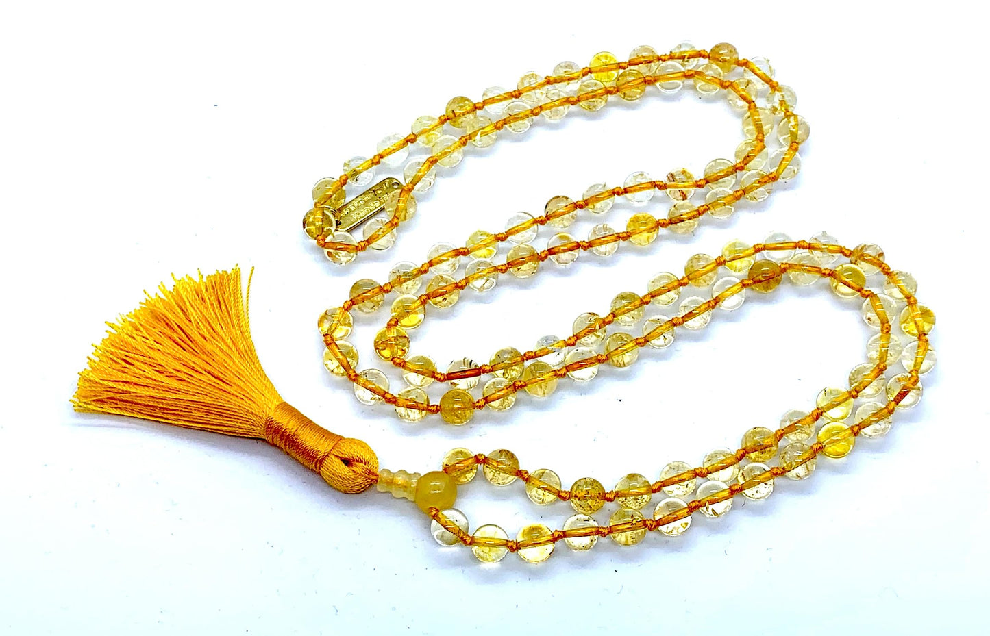 Citrine Mala Necklace, Hand Knotted 8mm High-Grade 108 Beads - November Birthstone, Sagittarius Jewelry, Root Chakra