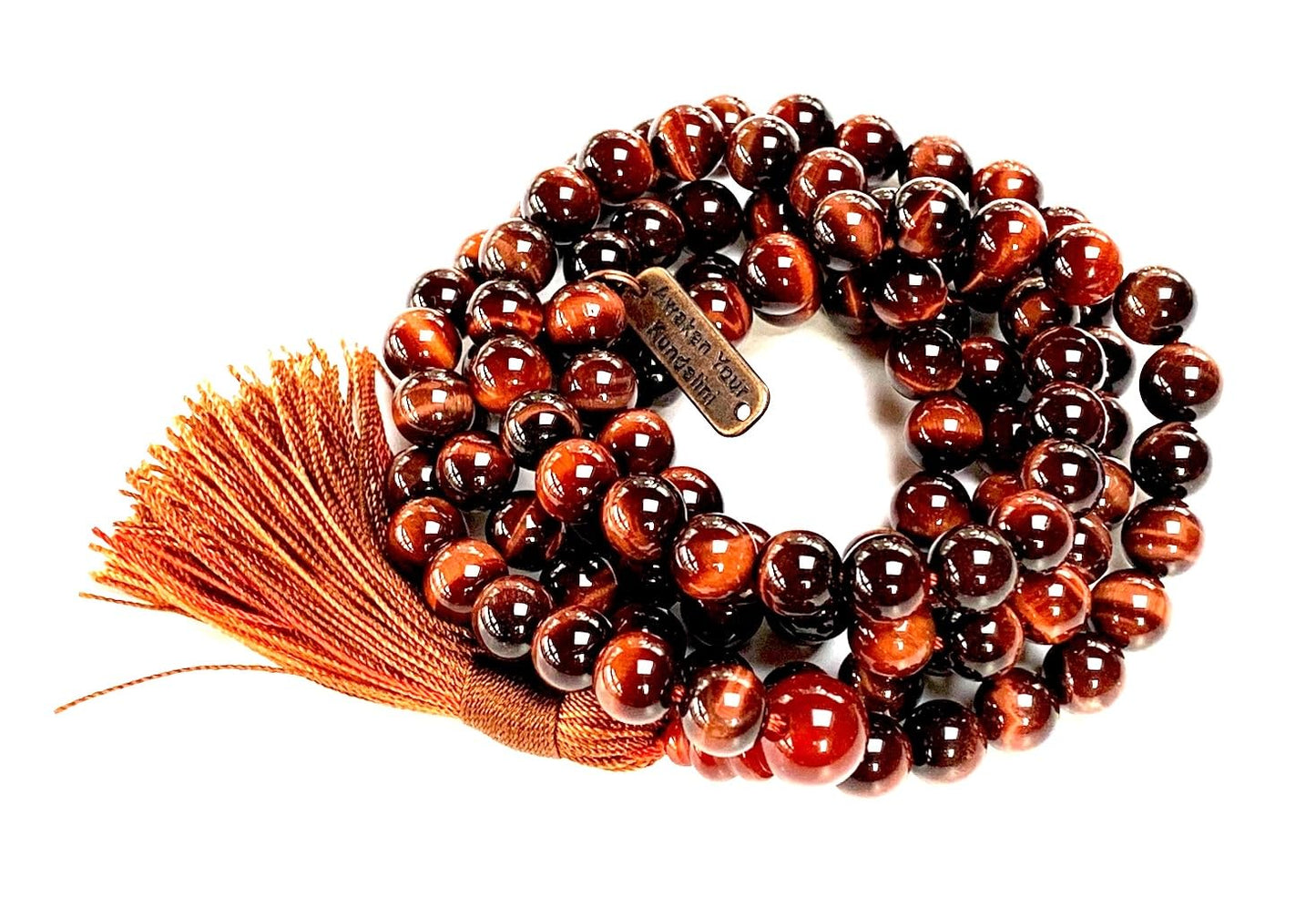 Tiger's Eye Mala Necklace – 8mm 108 Beads – Multicolor Options – Solar Plexus Chakra & Zodiac Birthstones – Meditation Jewelry