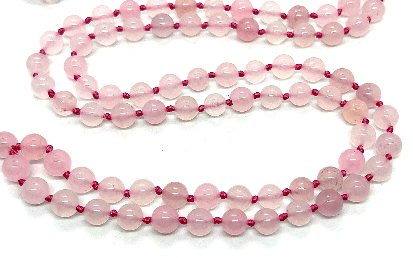Hand-Knotted Pink Jade Mala Necklace (8mm Beads) - Embrace Love & Harmony: Heart Chakra Balancing - Cancer & Libra Birthstone