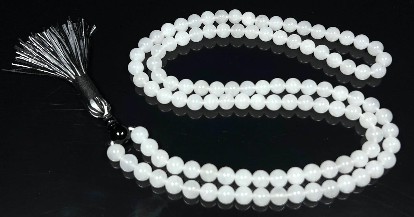 Handmade Agate Mala Beads Necklace with Black Onyx Guru Bead – 108 Beads – 8mm – Multicolor Options – Chakra Balancing & Zodiac Birthstone – Meditation Jewelry