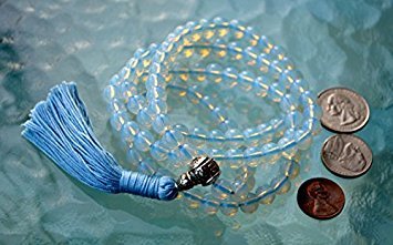 Opal opalite Moonstone 8mm 108 japa mala Beads Necklace- Prayer Beads - Energized