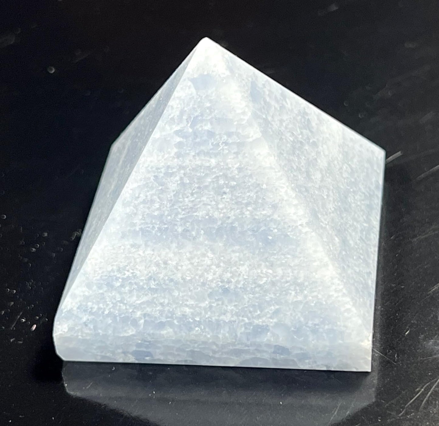 Blue Calcite Crystal Pyramid | 2-Inch Soothing Stone | TATTVA Collection