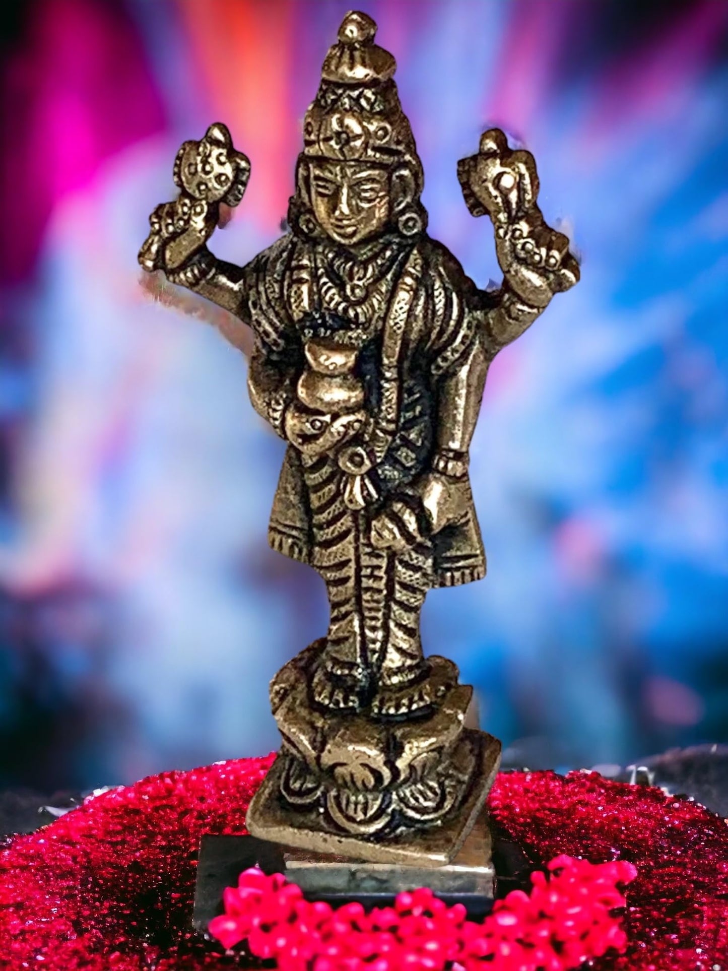 Lord Dhanvantari, God of Medicine, Divine Physician Healer, Dhanvantri Murti Statue, Religious Gift, Spiritual Gift, Diwali Gift, For Office Desk, Pooja Ghar, Alter - Approx. 3.5 Inches