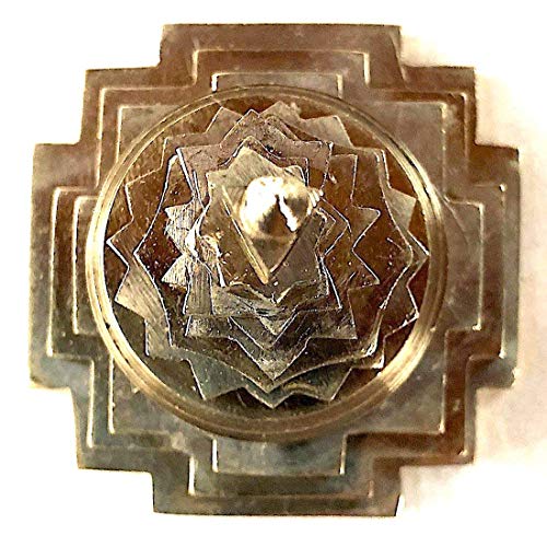 AWAKEN YOUR KUNDALINI Sri Yantra, Meru Yantra, Sri Chakra in Brass Size 2" Inch - Spiritual Powers, Vaastu Dosh, Prosperity - 3D