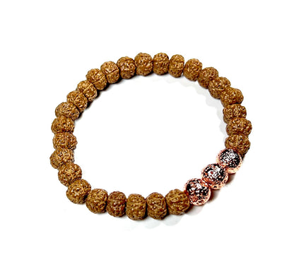 VULCAN - Rudraksha & Rose Gold Lava Bracelet - Grounding & Spiritual Strength