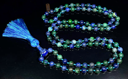 Celestial Insight | Azurite Mala Necklace | 108 Beads | AJNA & CELESTA Collection