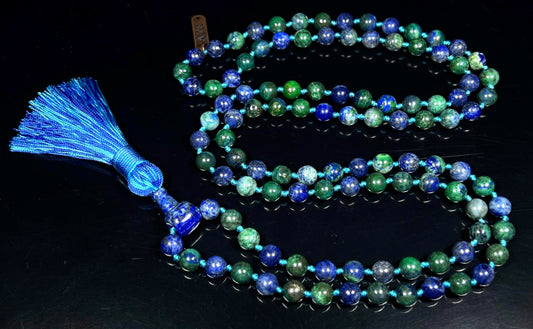Celestial Insight | Azurite Mala Necklace | 108 Beads | AJNA & CELESTA Collection