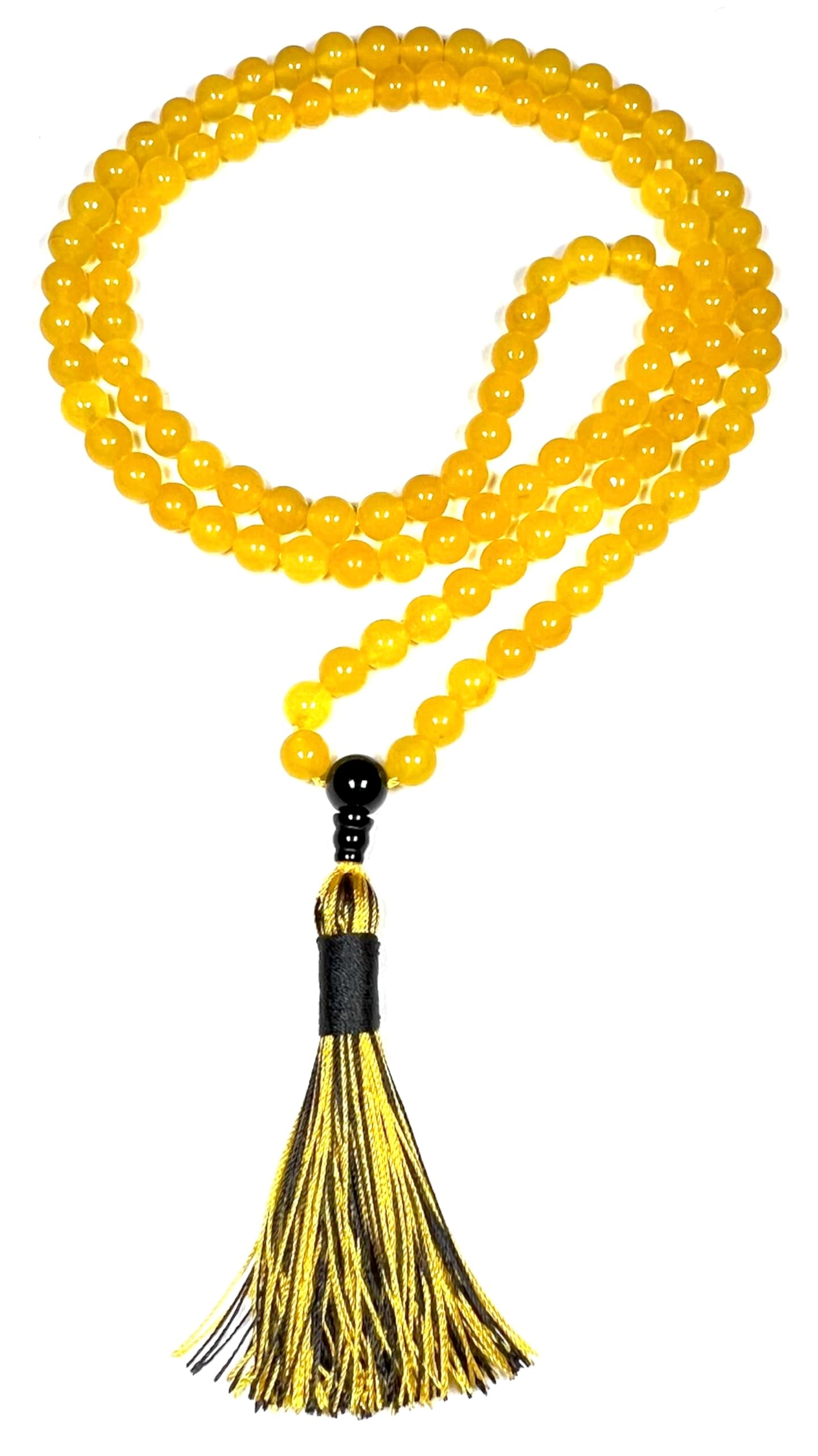 Handmade Agate Mala Beads Necklace with Black Onyx Guru Bead – 108 Beads – 8mm – Multicolor Options – Chakra Balancing & Zodiac Birthstone – Meditation Jewelry