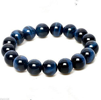 Blue Tiger's Eye Stretch Bracelet (10mm Beads) - Capricorn Birthstone & Throat Chakra Balance