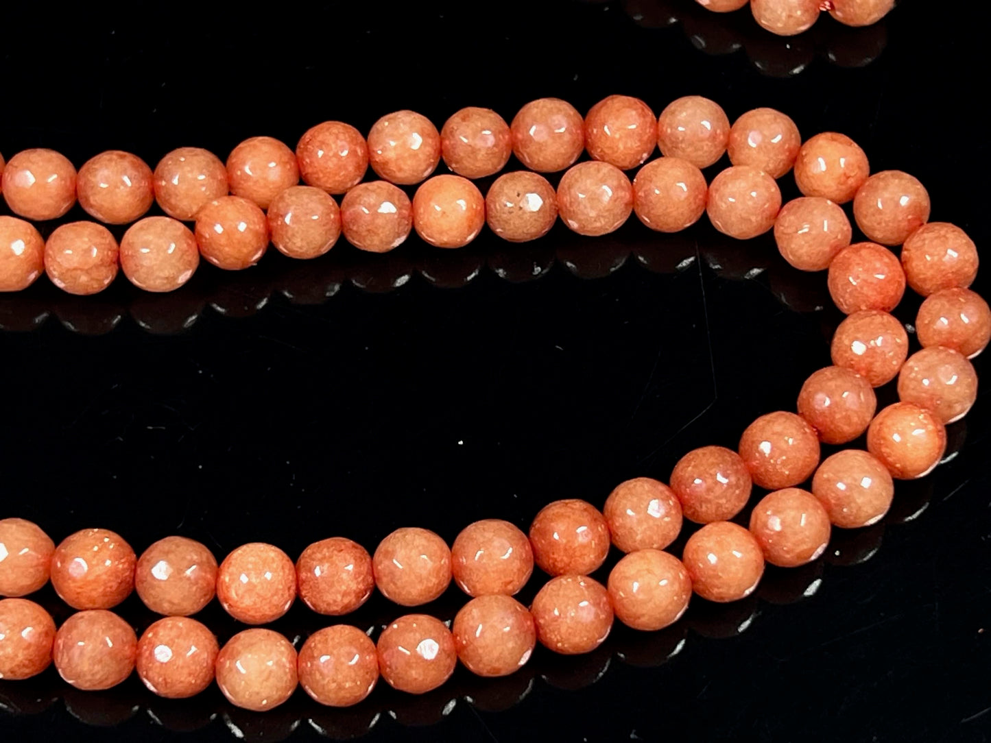 Faceted Orange Jade Mala Beads Necklace – 8mm, 108 Beads – Birthstone & Chakra Energy Beads for Spiritual Practices & Meditation
