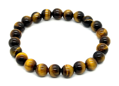Tiger's Eye Stretch Bracelet – 8mm Beads – Multicolor Options – Solar Plexus Chakra & Zodiac Birthstones – Wrist Sizes 6-9 Inches