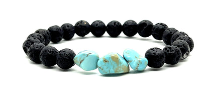 VULCAN Lava Rock & Turquoise Stretch Bracelet | Grounding & Clarity