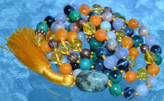 Ultimate Gemini Zodiac Mala Necklace | 108 Hand-Knotted Beads | ASTRA Collection