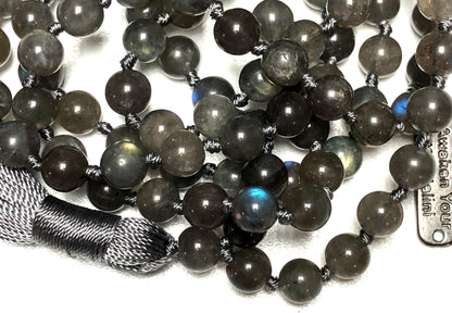 Labradorite Mala Necklace | 108 Beads Hand-Knotted | VAAK & ALOKA Collections