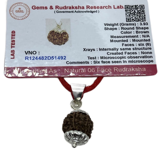 Embrace Harmony & Overcoming Challenges: Handmade Certified 6 Mukhi Rudraksha Pendant Necklace - Virgo Birthstone - Third Eye Chakra Alignment