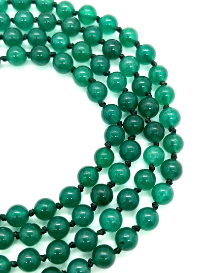 Find Harmony & Growth: Hand-Knotted Green Jade Mala (108 Beads, 8mm) - Libra Birthstone & Heart Chakra Balance