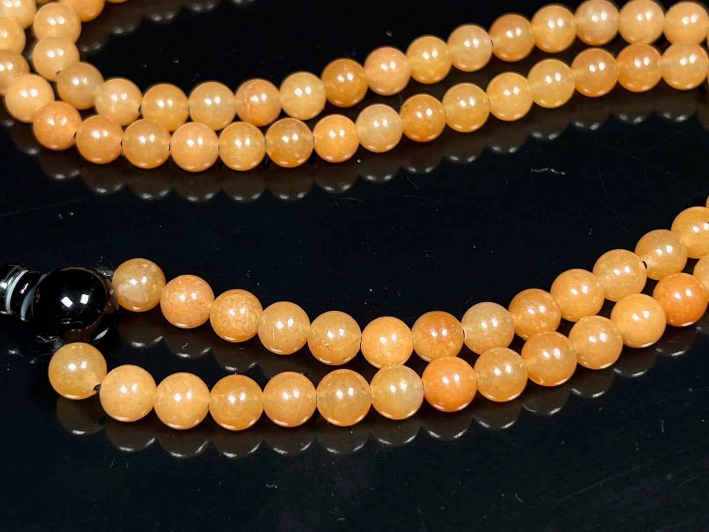 Yellow Jade Mala Beads Necklace – 6mm 108 Beads – Solar Plexus Chakra & Leo Birthstone – Spiritual Jewelry