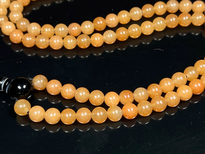 Yellow Jade Mala Beads Necklace – 6mm 108 Beads – Solar Plexus Chakra & Leo Birthstone – Spiritual Jewelry