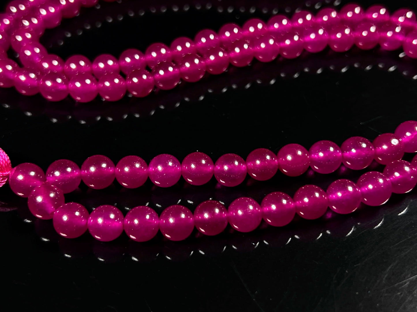 Handmade Magenta Jade Mala Beads Necklace | 8mm 108 Beads | Handmade Spiritual Jewelry | Birthstone & Heart Chakra Energy