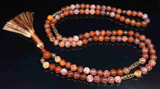 Handmade Fire Agate Mala Necklace – Sacral Chakra Healing for Creativity & Emotional Flow | VESTA Collection