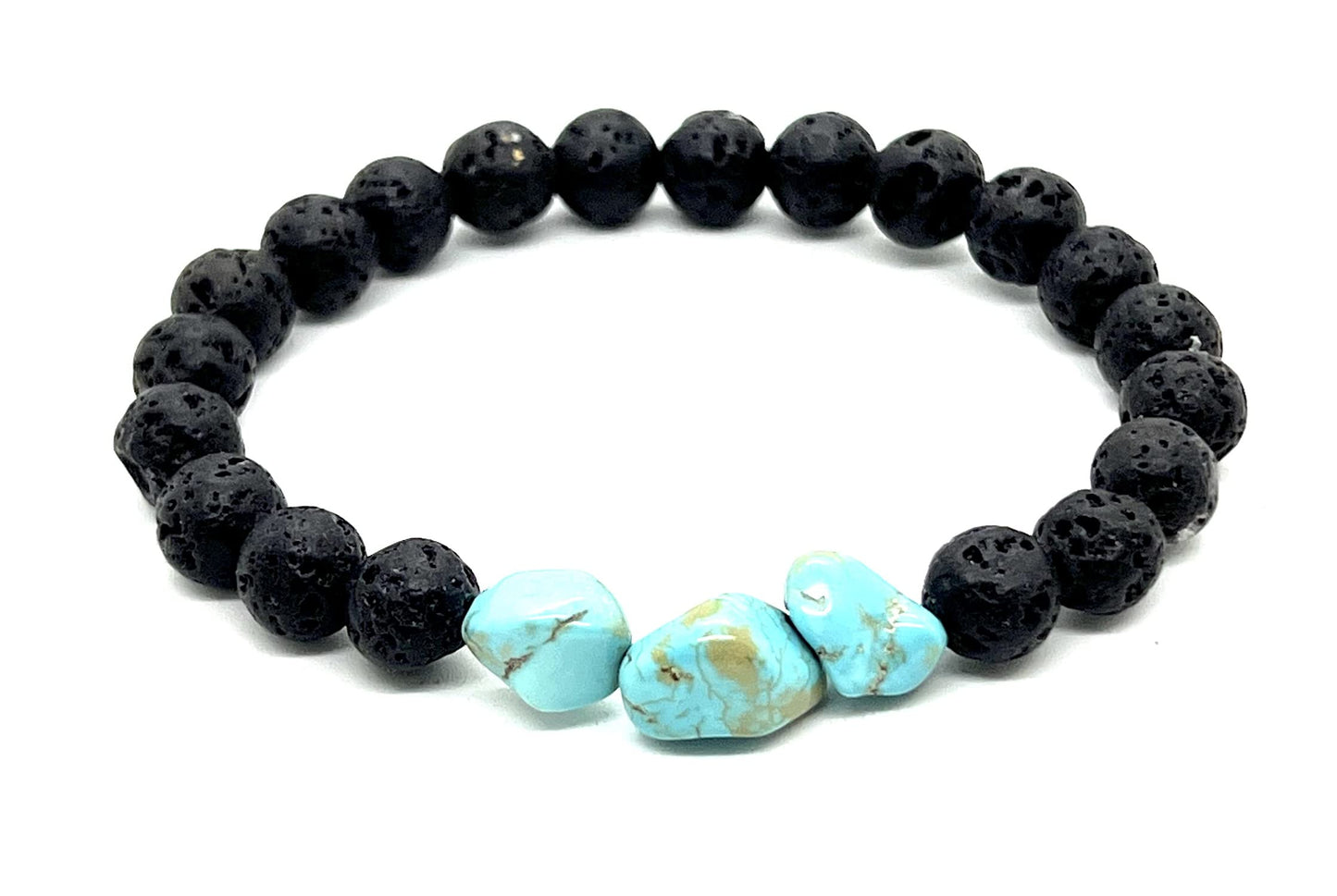 VULCAN Lava Rock & Turquoise Stretch Bracelet | Grounding & Clarity
