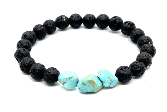 VULCAN Lava Rock & Turquoise Stretch Bracelet | Grounding & Clarity