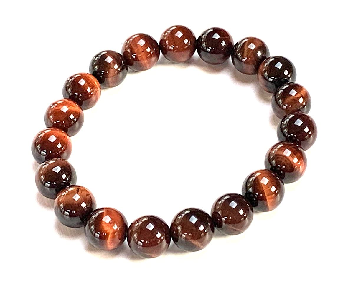 Handmade Red Tiger's Eye Stretch Bracelet - 10mm Beads - Scorpio Birthstone - Root Chakra