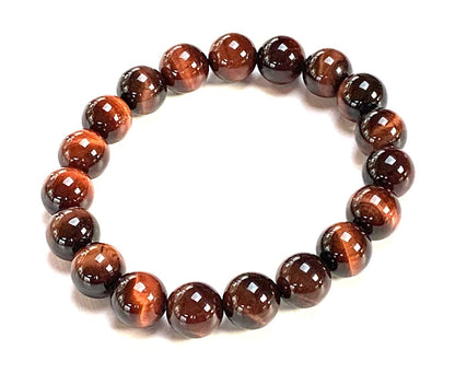 Handmade Red Tiger's Eye Stretch Bracelet - 10mm Beads - Scorpio Birthstone - Root Chakra