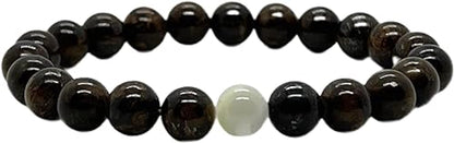Balance & Harmony: Bronzite & Mother of Pearl Stretch Bracelet (8mm Beads) - Taurus & Gemini Birthstones