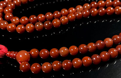 Red Carnelian Mala Necklace – Passion, Vitality & Emotional Courage | Sacral Chakra | VESTA Collection