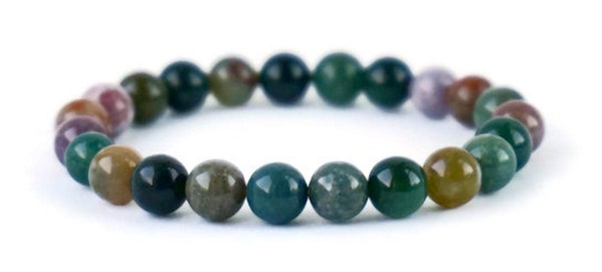 Indian Agate Stretch Bracelet, 8mm Beads, Libra Birthstone, Heart Chakra Association