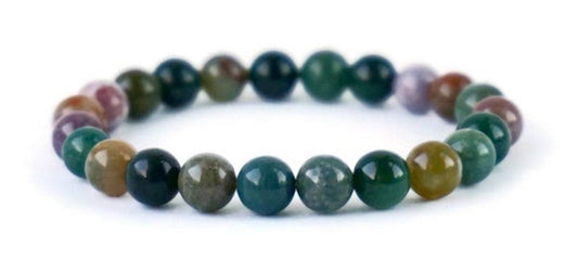 Indian Agate Stretch Bracelet, 8mm Beads, Libra Birthstone, Heart Chakra Association