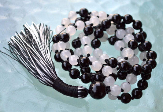 Tourmaline & Moonstone Mala Necklace | Hand-Knotted | VESTA & SHASHI Collections