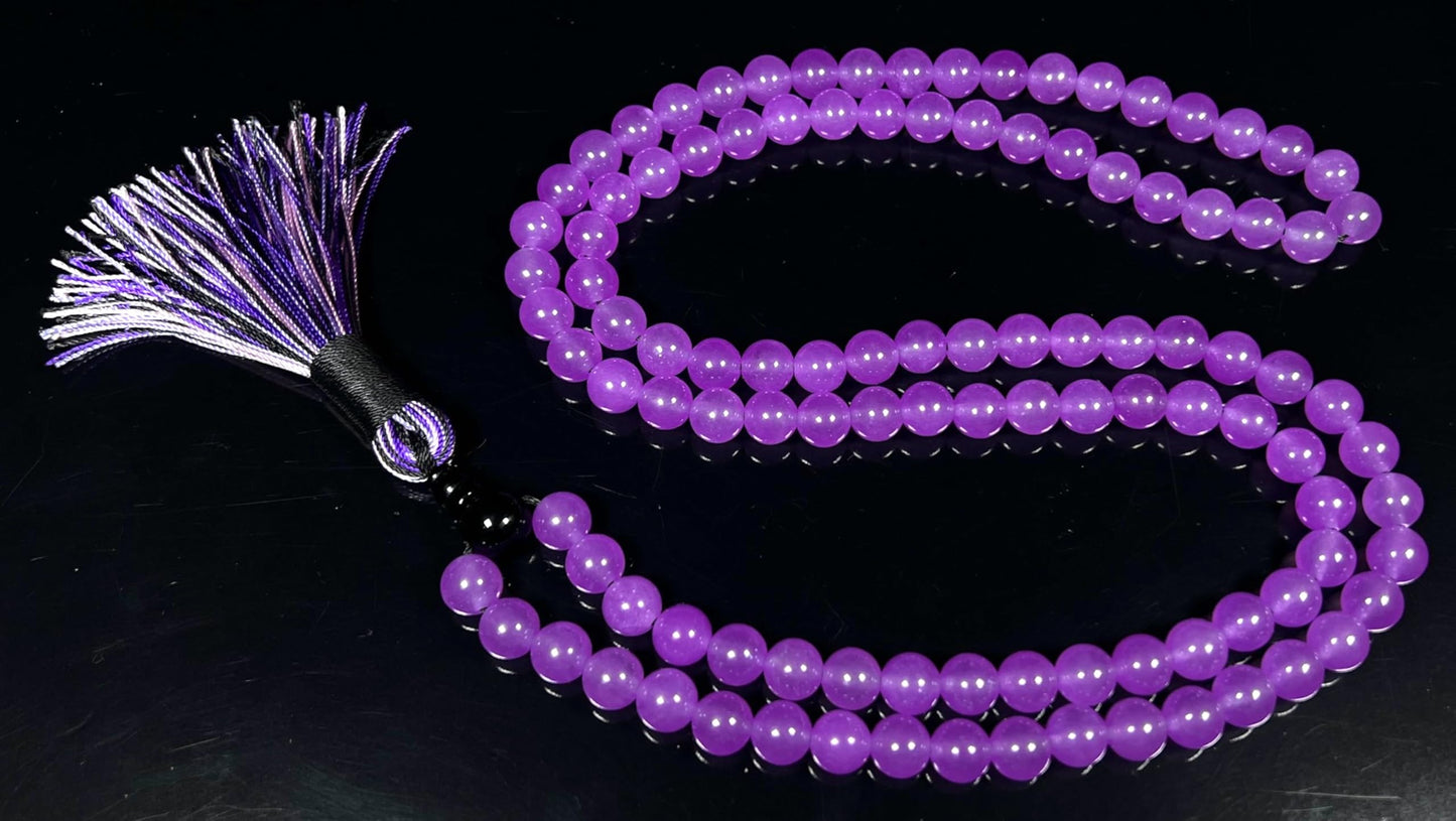 Handmade Agate Mala Beads Necklace with Black Onyx Guru Bead – 108 Beads – 8mm – Multicolor Options – Chakra Balancing & Zodiac Birthstone – Meditation Jewelry