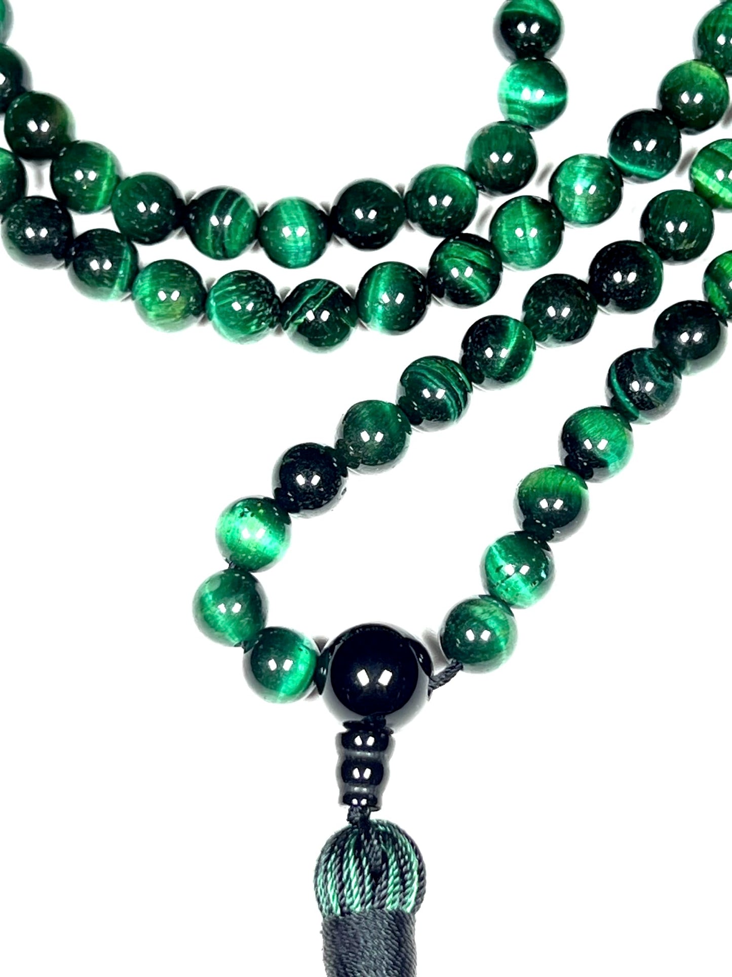Handmade Tiger's Eye Mala Beads Necklace – 8mm 108 Beads – Multicolor Options – Solar Plexus Chakra & Zodiac Birthstones – Meditation Jewelry