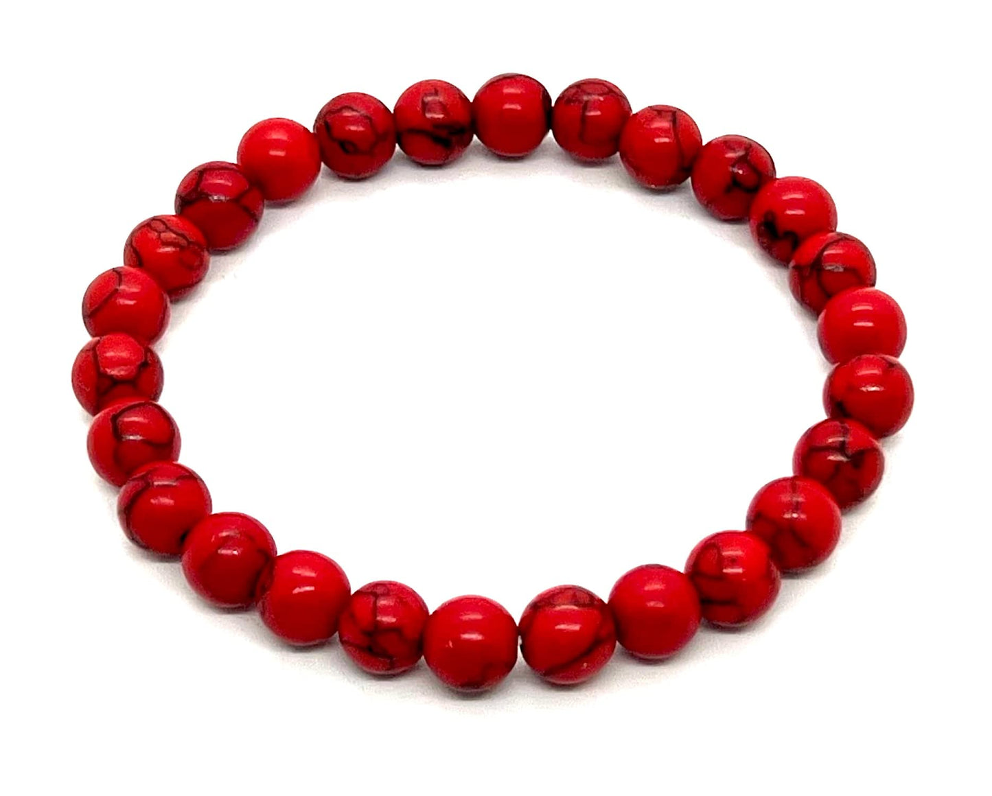 Ignite Your Inner Strength: Red Howlite Stretch Bracelet - Gemini Birthstone - Root Chakra Bracelet